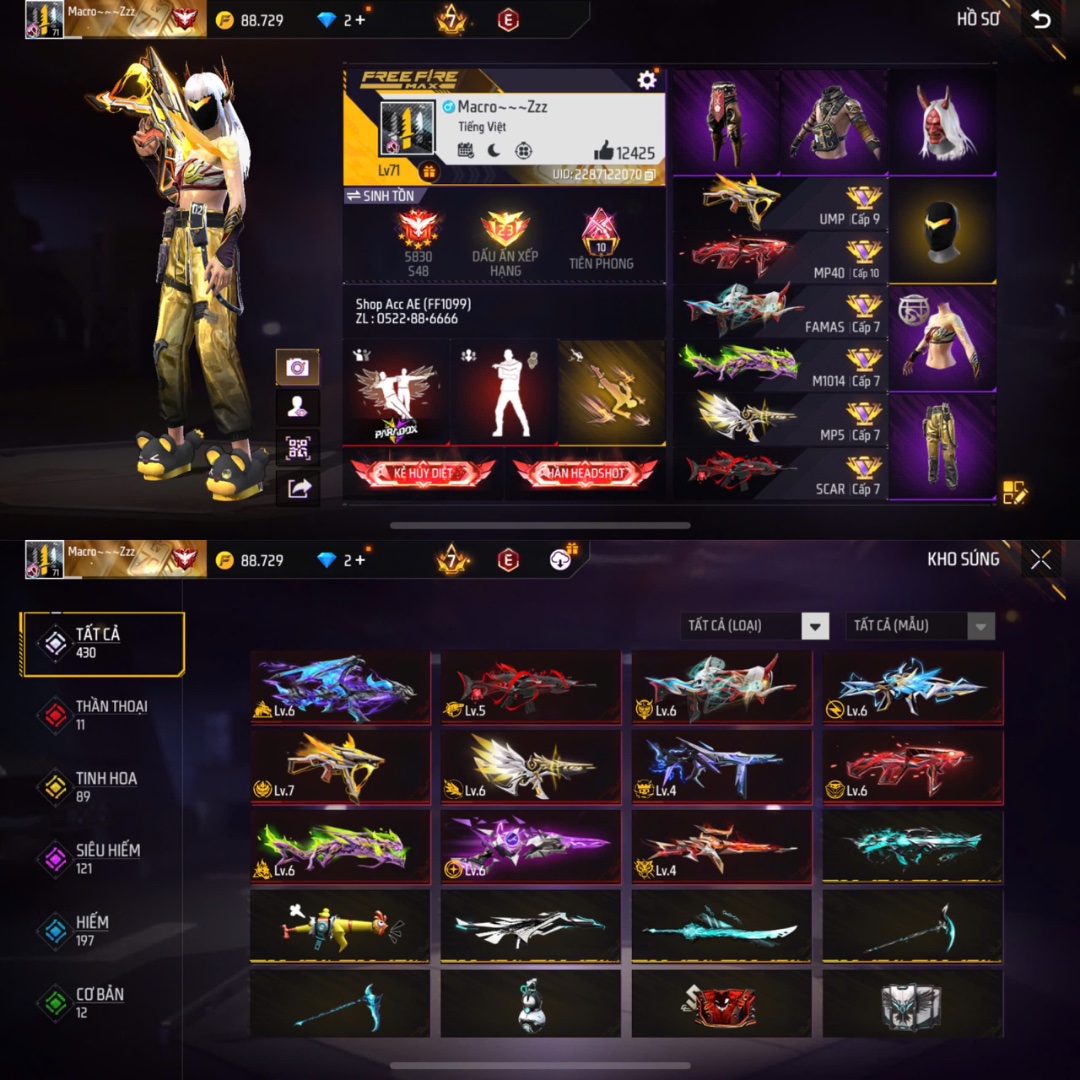 Tài khoản Free Fire 5M 10M #FF1099