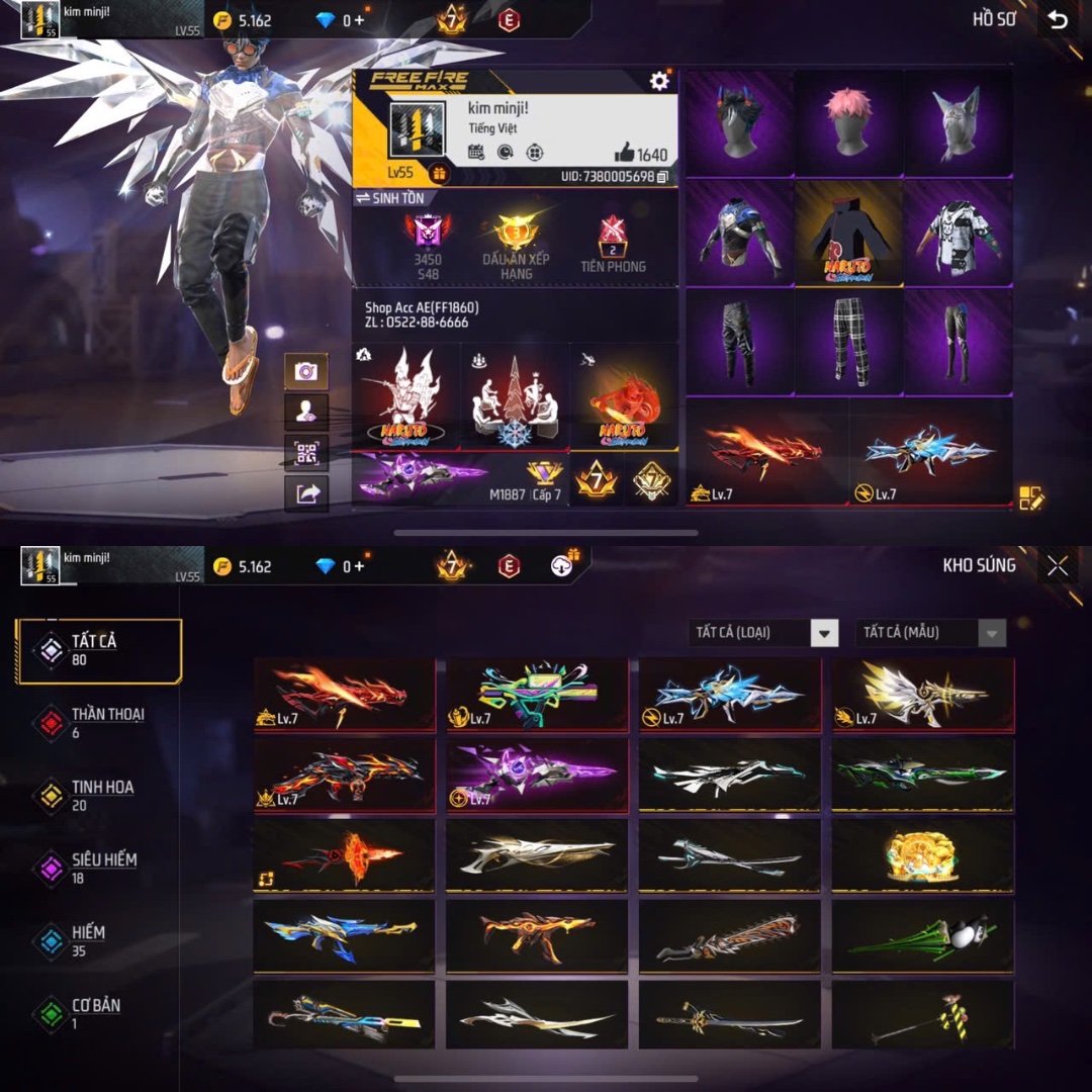 Tài khoản Free Fire 5M 10M #FF1860